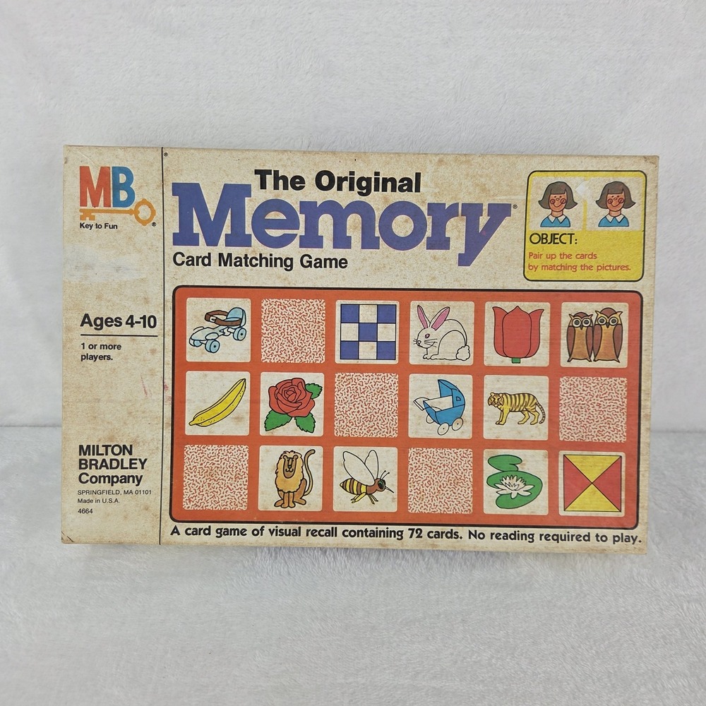Vintage 1980 Milton Bradley The Original Memory Game 4664 Complete 72 Cards